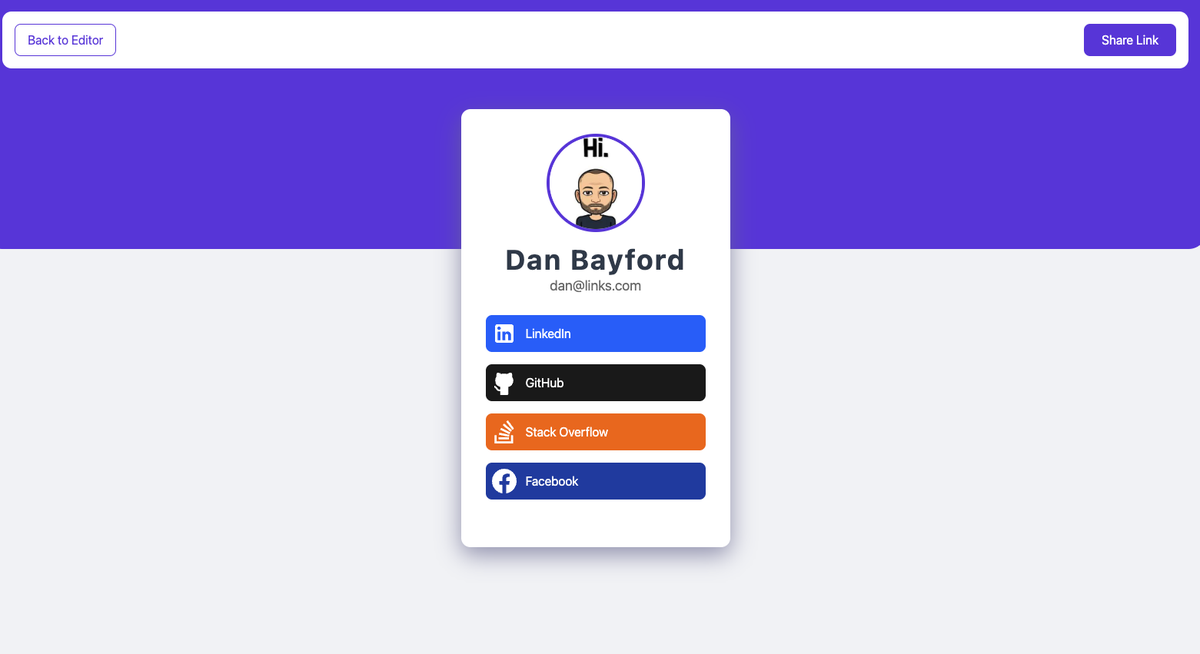 Shareable links view